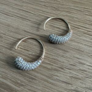 Anthropologie Gold and Pavé Hoop Earrings